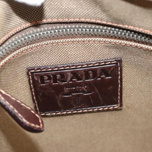 PRADA Shoulder Bag Canvas Brown Gold Auth - Picture 11 of 16